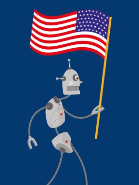 Amerikan bayrağı ile robot