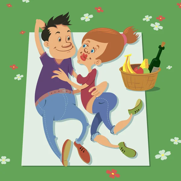 Paar beim Picknick — Stockvektor