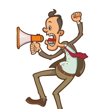 kızgın adam megafon ile