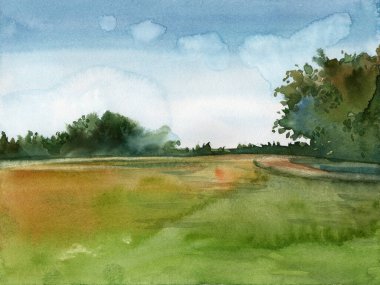 suluboya manzara çizimi