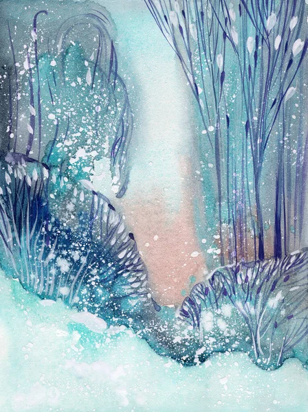 水彩魔法の森 — ストック写真