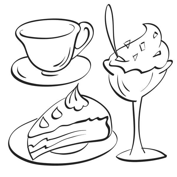 Kupa, kek, dondurma — Stok Vektör