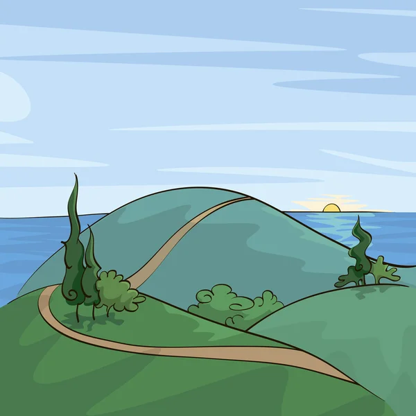 Peupliers sur la colline — Image vectorielle