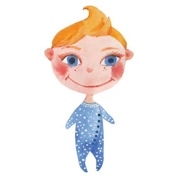 Petit bébé en bleu — Image vectorielle