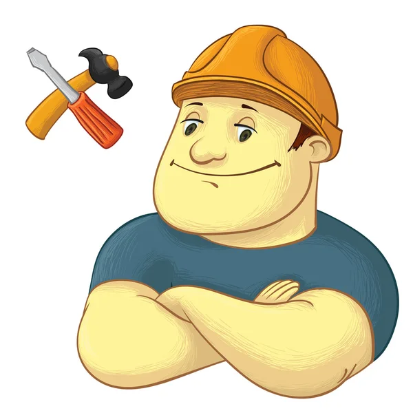 Trabajador con casco hardhat — Vector de stock