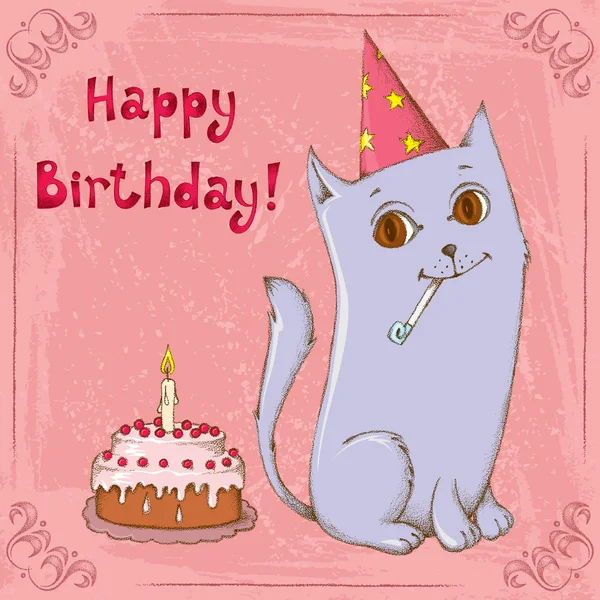 Happy birthday cat — Stock Vector