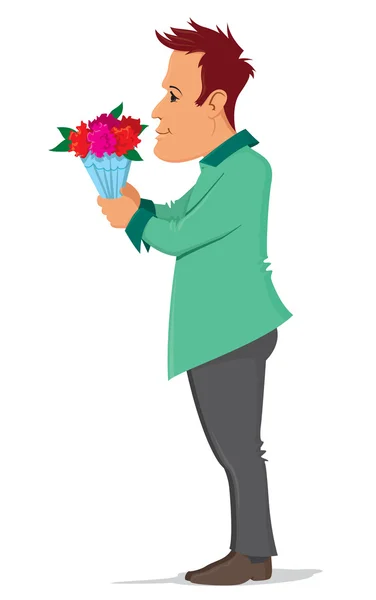 Man holding bouquet — Stock Vector