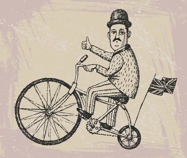 Gentleman sur un vélo — Image vectorielle