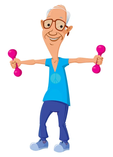 İhtiyar dumbbells ile