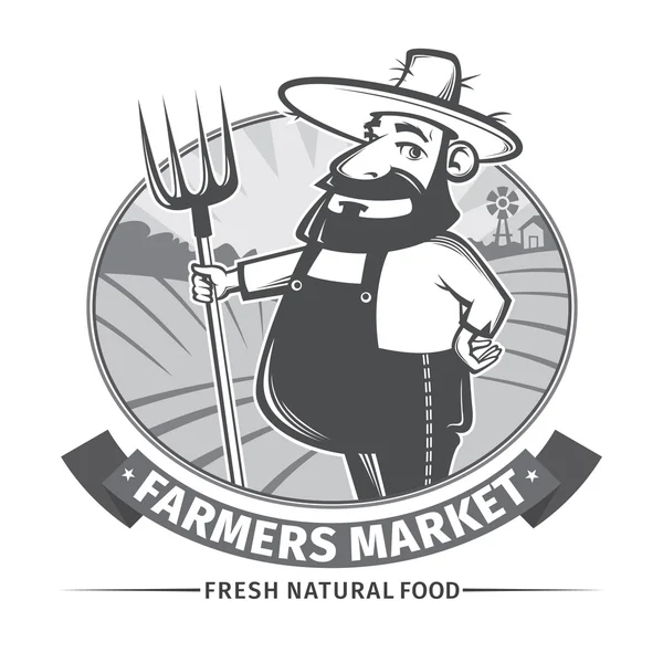 Label or logo  with farmer — Stock Vector