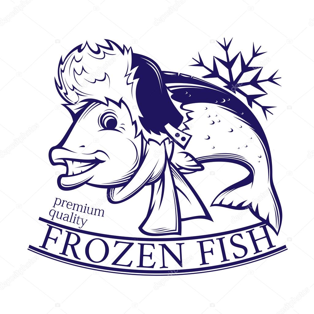 Frozen fish  logo for fish shop. vector illustration