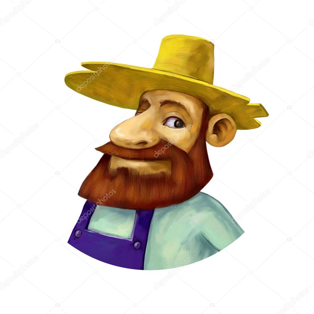 smiling farmer in a yellow hat