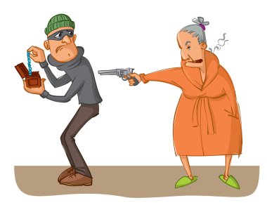 kadın bir tabanca soyguncusu, nişan