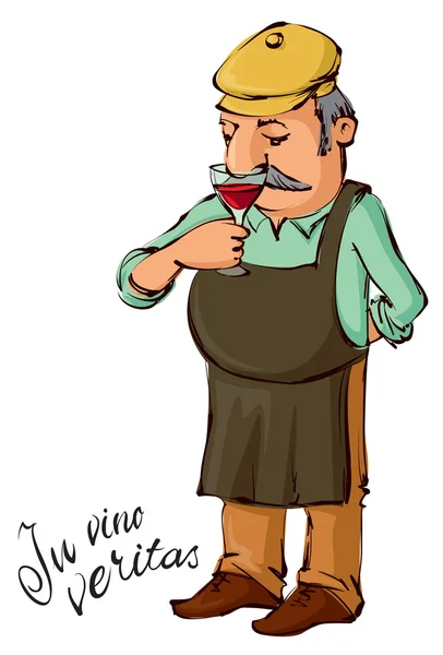 Vigneron sentant vin rouge — Image vectorielle