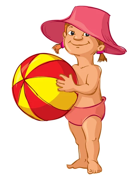 Chica con pelota de playa — Archivo Imágenes Vectoriales