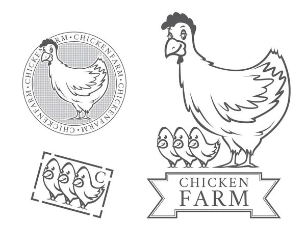 Emblemi di allevamento di polli — Vettoriale Stock