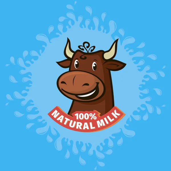 Emblema de la leche natural fresca — Vector de stock