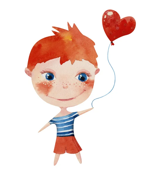Chico de pelo rojo con globo — Foto de Stock
