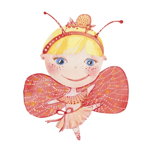 Маленькая фея с розовыми крыльями — стоковое фото