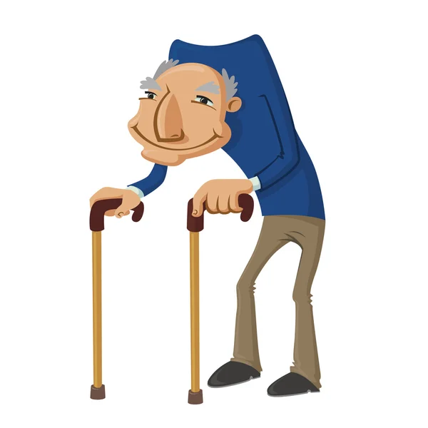 Old man with two walking sticks — Stock Vector