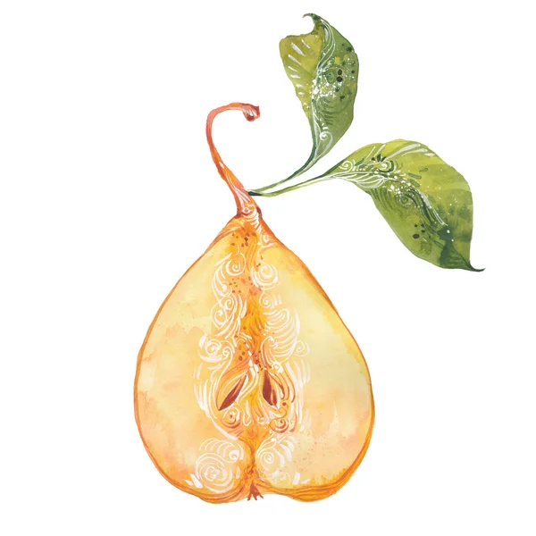 水彩的黄梨 — 图库照片