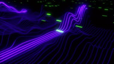 Parlayan neon veri dalgaları 3D kusursuz animasyon