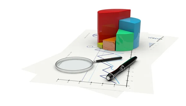 3d graph financial analysis — Stock Photo, Image