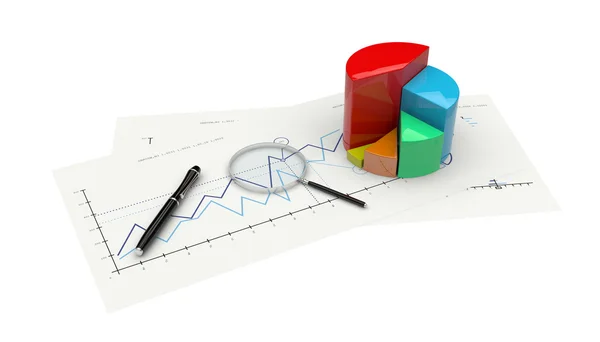 3D analiza finansowa wykres — Zdjęcie stockowe