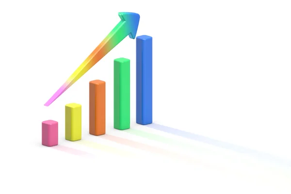 Gráfico de barras de cor 3d — Fotografia de Stock