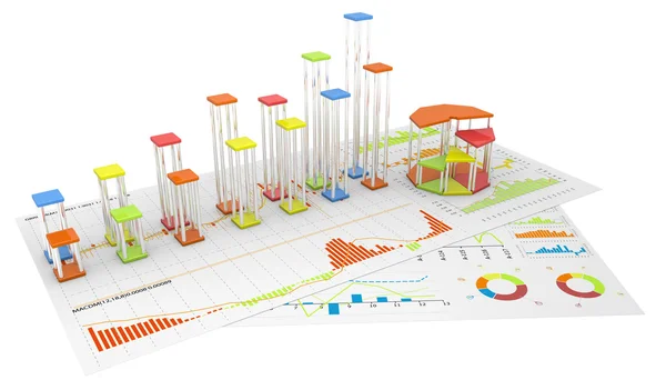 Colirful grafieken van financiële analyse — Stockfoto