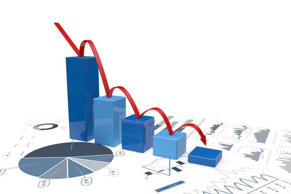 Negatieve 3D-staafdiagrammen — Stockfoto