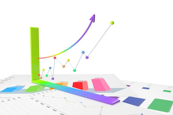 3D-Graph mehrfarbiges Wachstum — Stockfoto