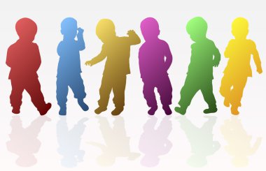 Çocuk siluetler renkli