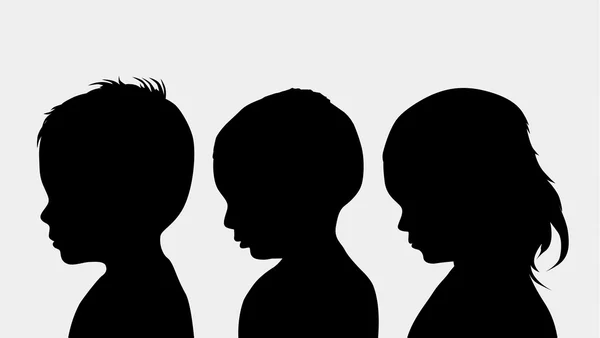 Children silhouettes black — Stock Vector
