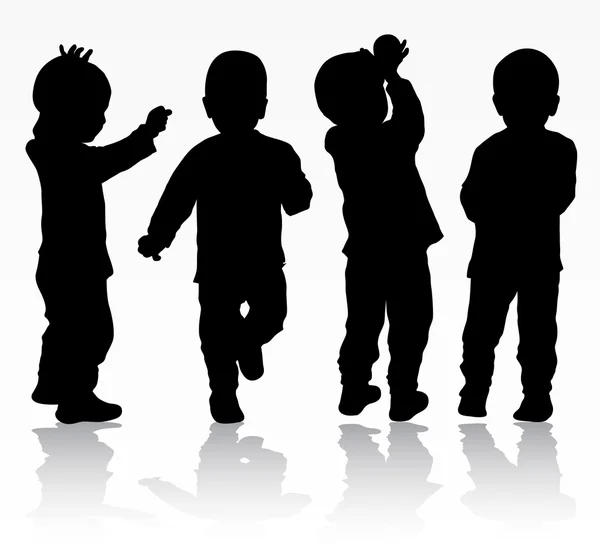 Enfants heureux silhouettes garçons — Image vectorielle