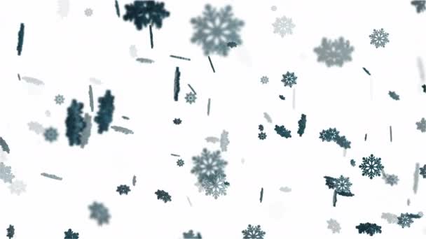 Abstract Vallende Sneeuwvlokken Animatie Achtergrond Lus — Stockvideo