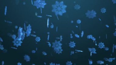 Soyut düşen 3d kar taneleri canlandırma arkaplan döngüsü