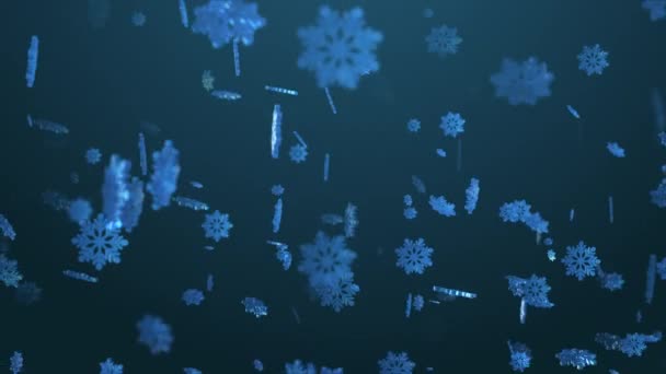 Abstract Vallende Sneeuwvlokken Animatie Achtergrond Lus — Stockvideo
