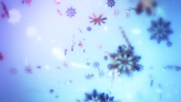 Аннотация Падения Снежинки Анимации Фоновый Цикл — стоковое видео