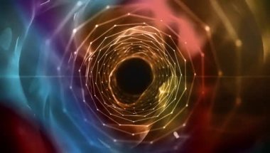 Akışkan fantezi animasyon arka planına sahip soyut pleksus şekilleri