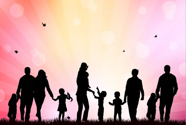 Family silhouettes — Stock Vector