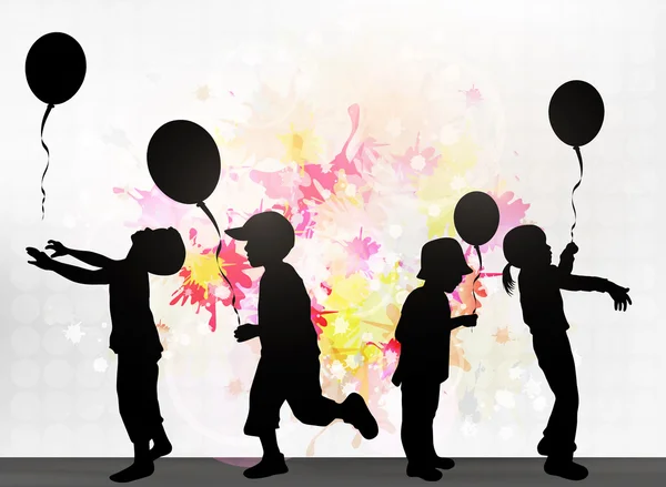 Children with balloons — Stock Vector
