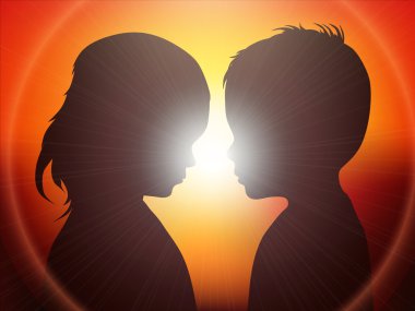 gün batımında çocuk