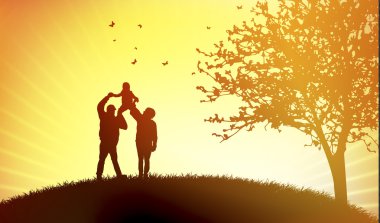 gün batımında aile