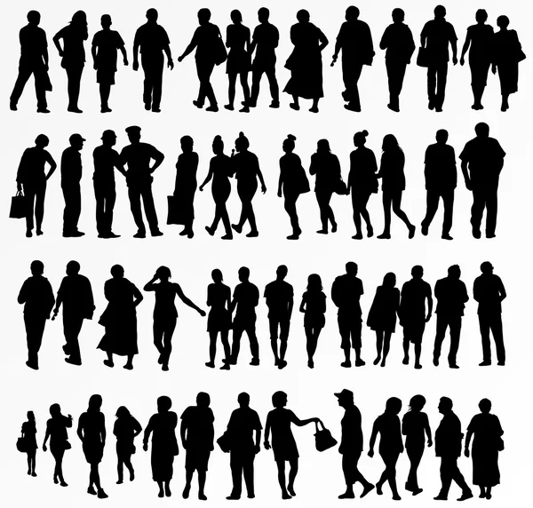 Collection of people silhouettes — Stock Vector