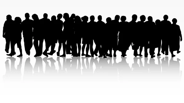 Personnes silhouettes groupe femmes et hommes — Image vectorielle