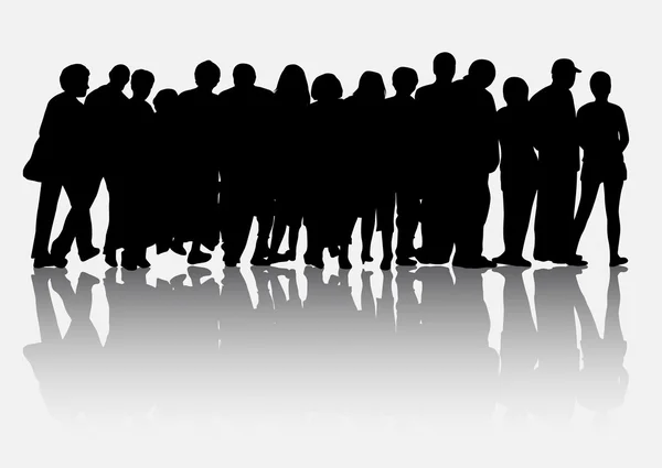 Personnes silhouettes groupe femmes et hommes — Image vectorielle