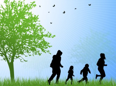 mutlu aile silhouettes