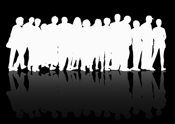 People silhouettes group women and men — Stock Vector