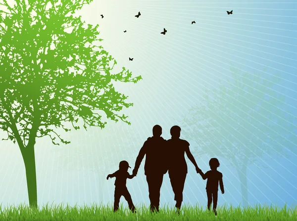 Silhouettes familiales heureuses — Image vectorielle